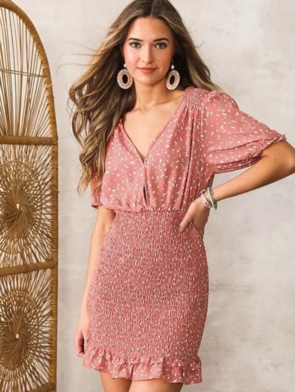 Willow & Root Smocked Mini Dress Size XS